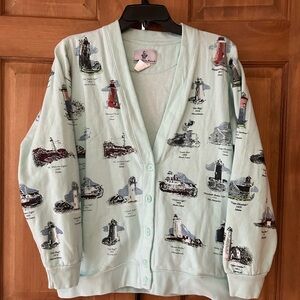 VTG Lighthouse Point All Over Print Cardigan XL